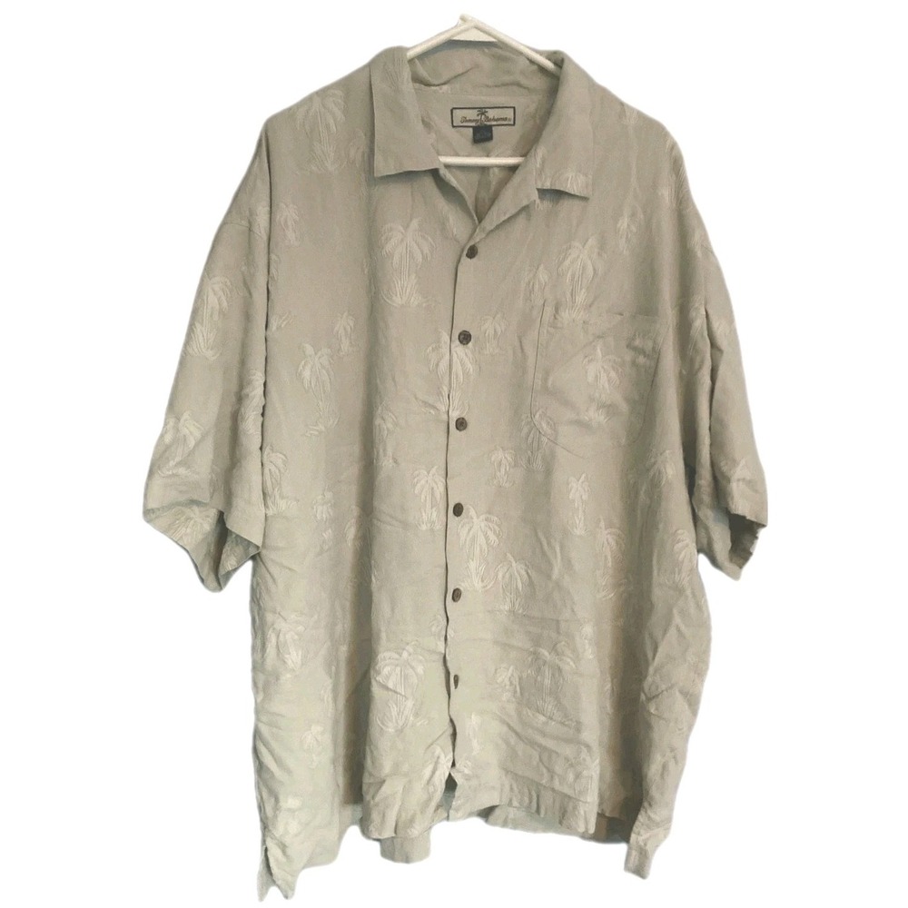 Tommy Bahama Shirt Mens 2XL Fits 3-4XL Relax Palm Tree Silk Hawaiian Camp Aloha